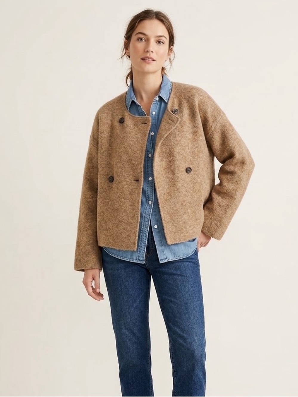 J. Crew Collection Tan Wool Alpaca Sweater Jacket Size Medium